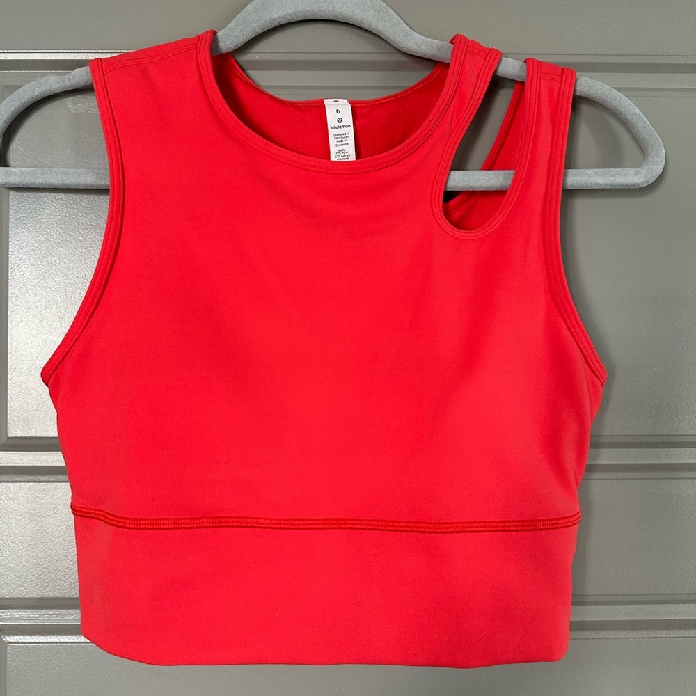 lululemon athletica Bright Red Asymmetric Strap Tank Top